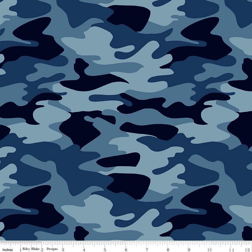 Camo Blue from Nobody Fights Alone for Riley Blake Designs - 1/2 Yard