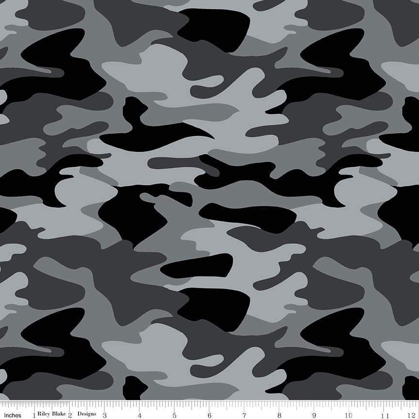 Camo Gray from Nobody Fights Alone for Riley Blake Designs - 1/2 Yard