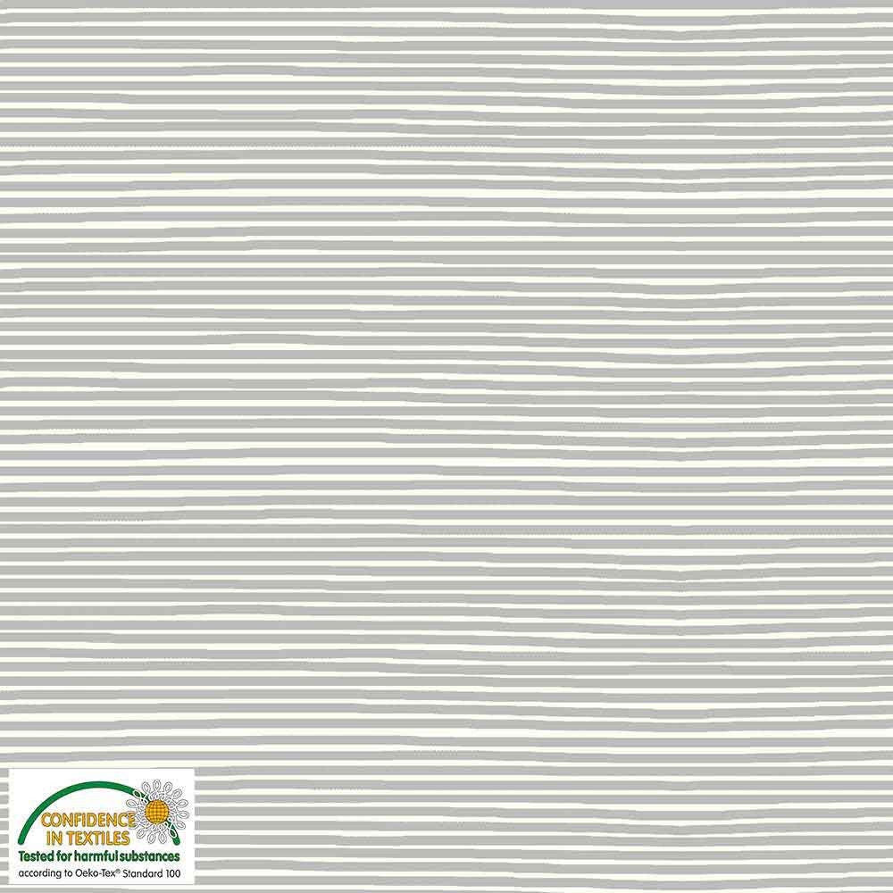 Stof Avalana Jersey Print - Horizontal Stripe - Grey and Cream - 1/2 Yard