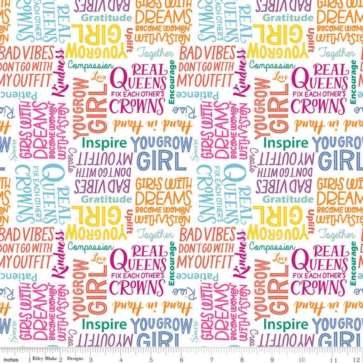 Hand in Hand Text Multi by Amber Kemp-Gerstel for Riley Blake Designs - 1/2 Yard