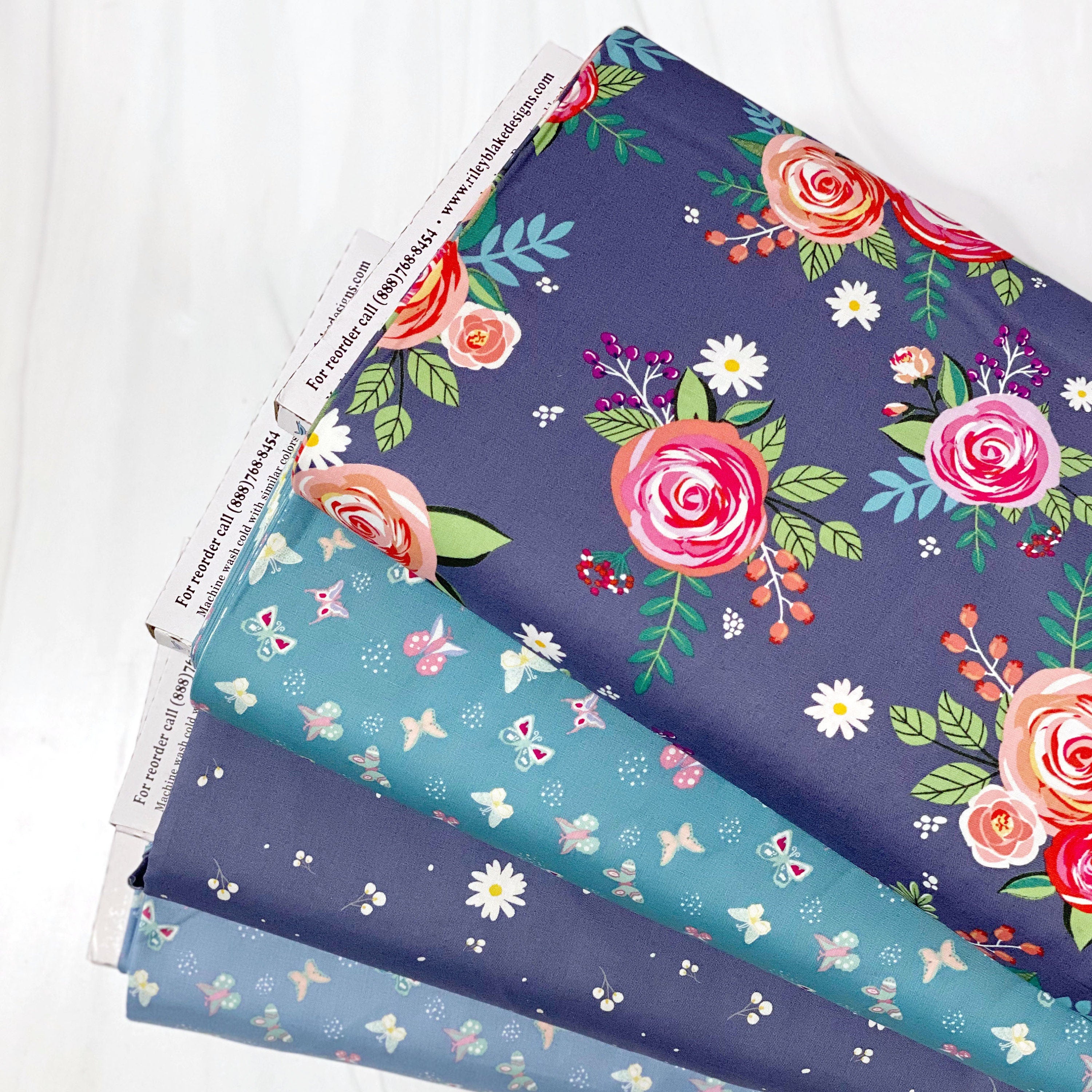 Butterflies Periwinkle from Poppy & Posey by Dodi Lee Poulsen for Riley Blake