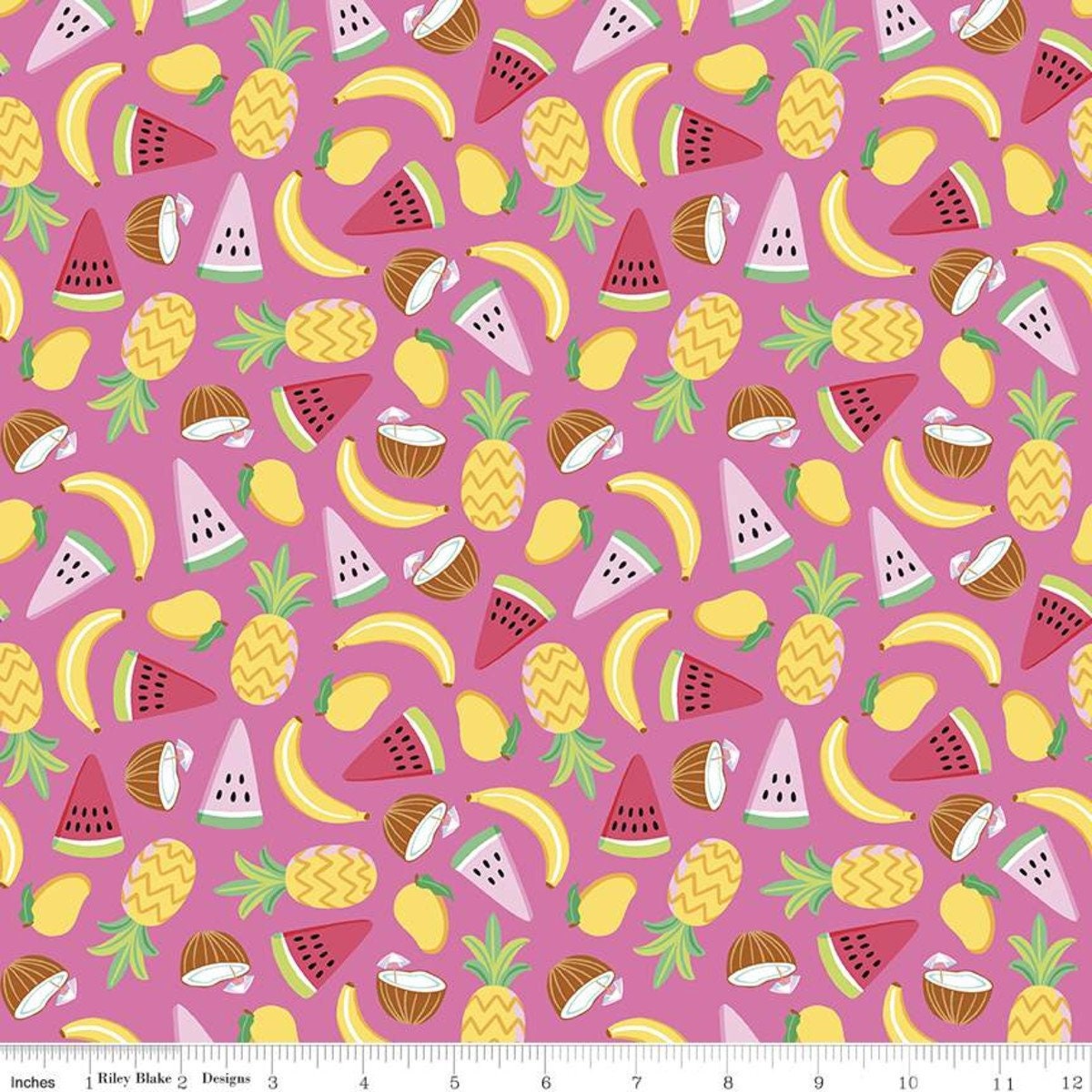 Let's Get Coconuts Hot Pink from Rainbowfruit by Amber Kemp-Gerstel for Riley Blake - 1/2 Yard