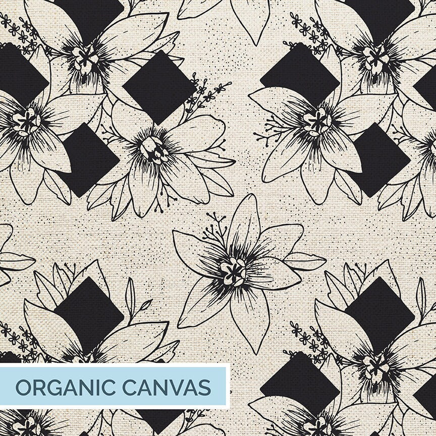 Diamonds Black/White Organic Canvas from Geo Florals by Rosa V Design for Paintbrush Studio Fabric - 1/2 Yard