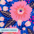 Dahlia Party Dark Blue Organic Canvas from Vibrant Blooms by Jess Phoenix for Paintbrush Studio Fabric - 1/2 Yard