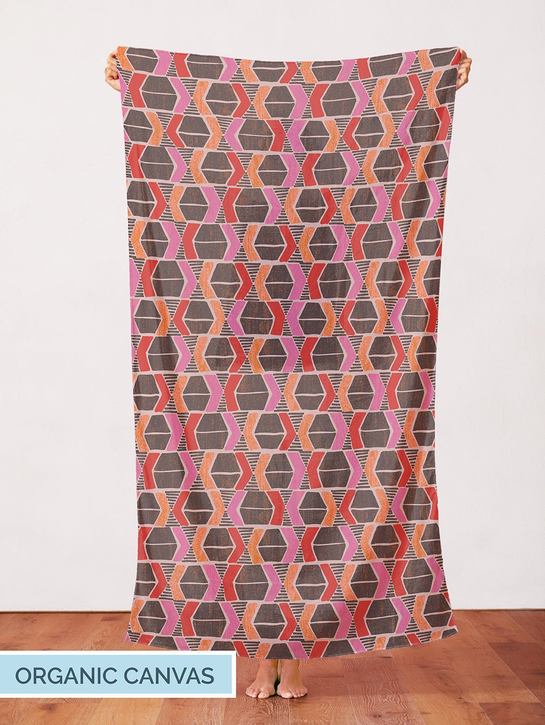 Yucatan Pink/Red Organic Canvas from Belize by Lauren Poole for Paintbrush Studio Fabric - 1/2 Yard