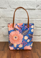 Dahlia Party Dark Blue Organic Canvas from Vibrant Blooms by Jess Phoenix for Paintbrush Studio Fabric - 1/2 Yard