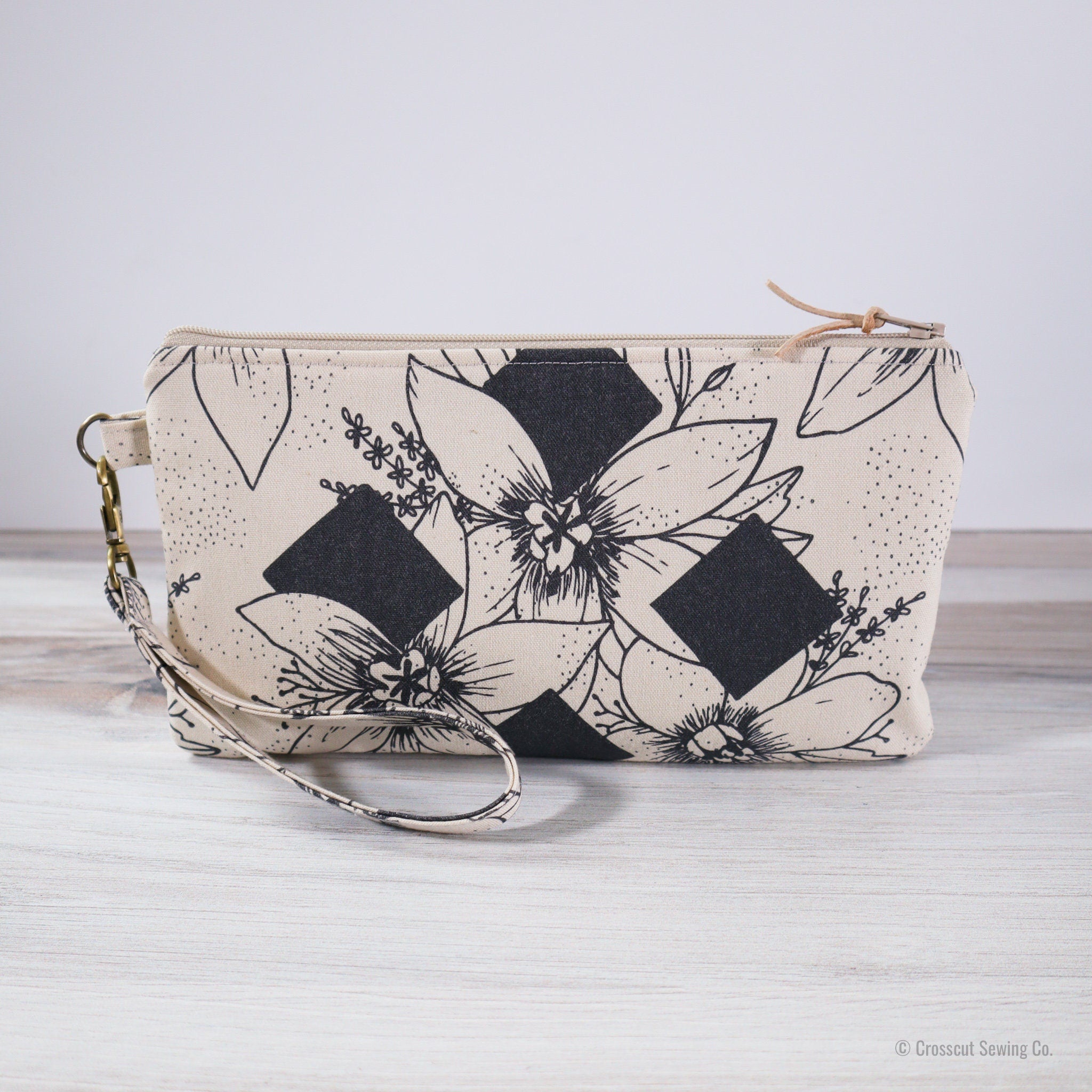 Diamonds Black/White Organic Canvas from Geo Florals by Rosa V Design for Paintbrush Studio Fabric - 1/2 Yard