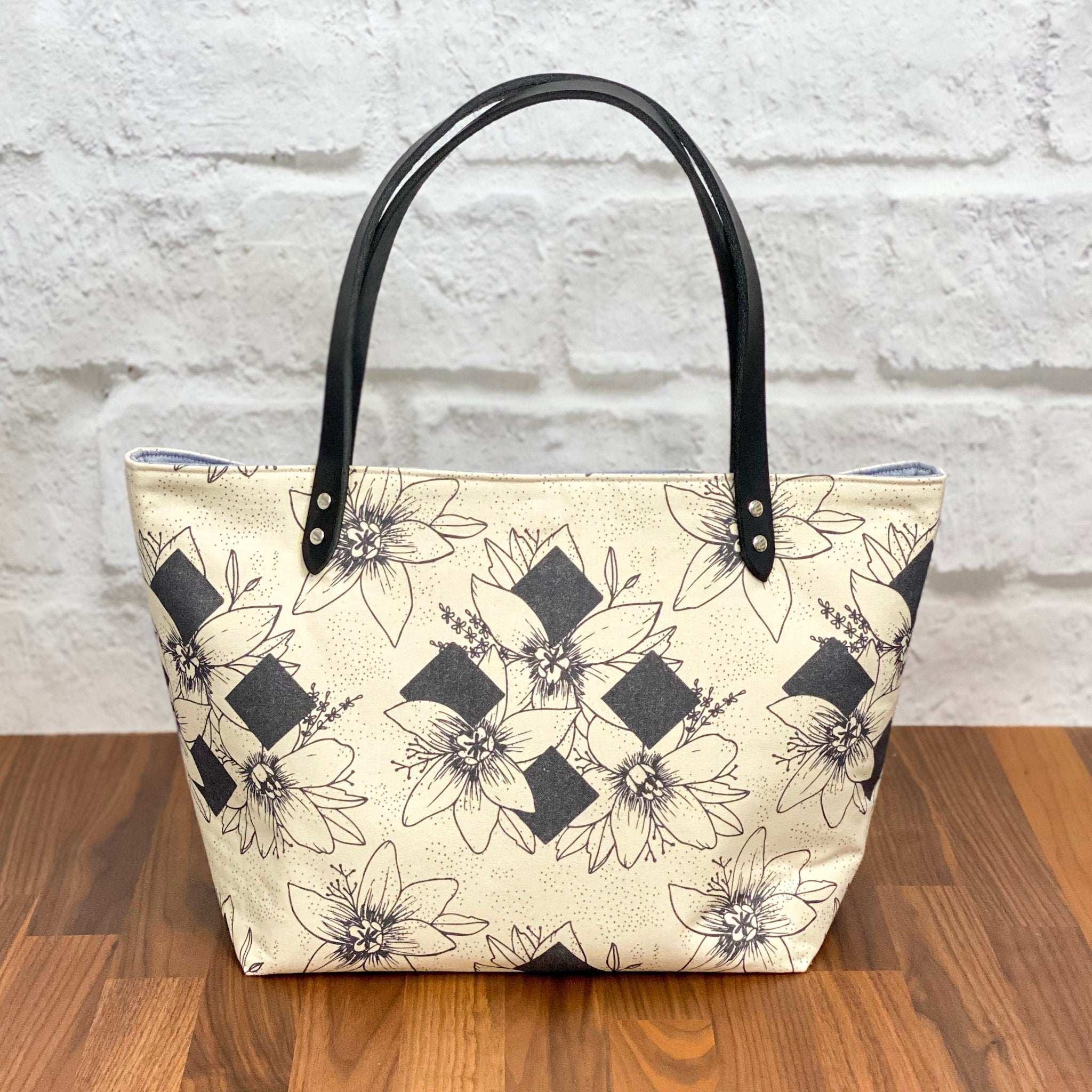 Diamonds Black/White Organic Canvas from Geo Florals by Rosa V Design for Paintbrush Studio Fabric - 1/2 Yard