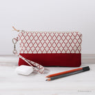 Shabby Chic Linen Red Quatrefoil