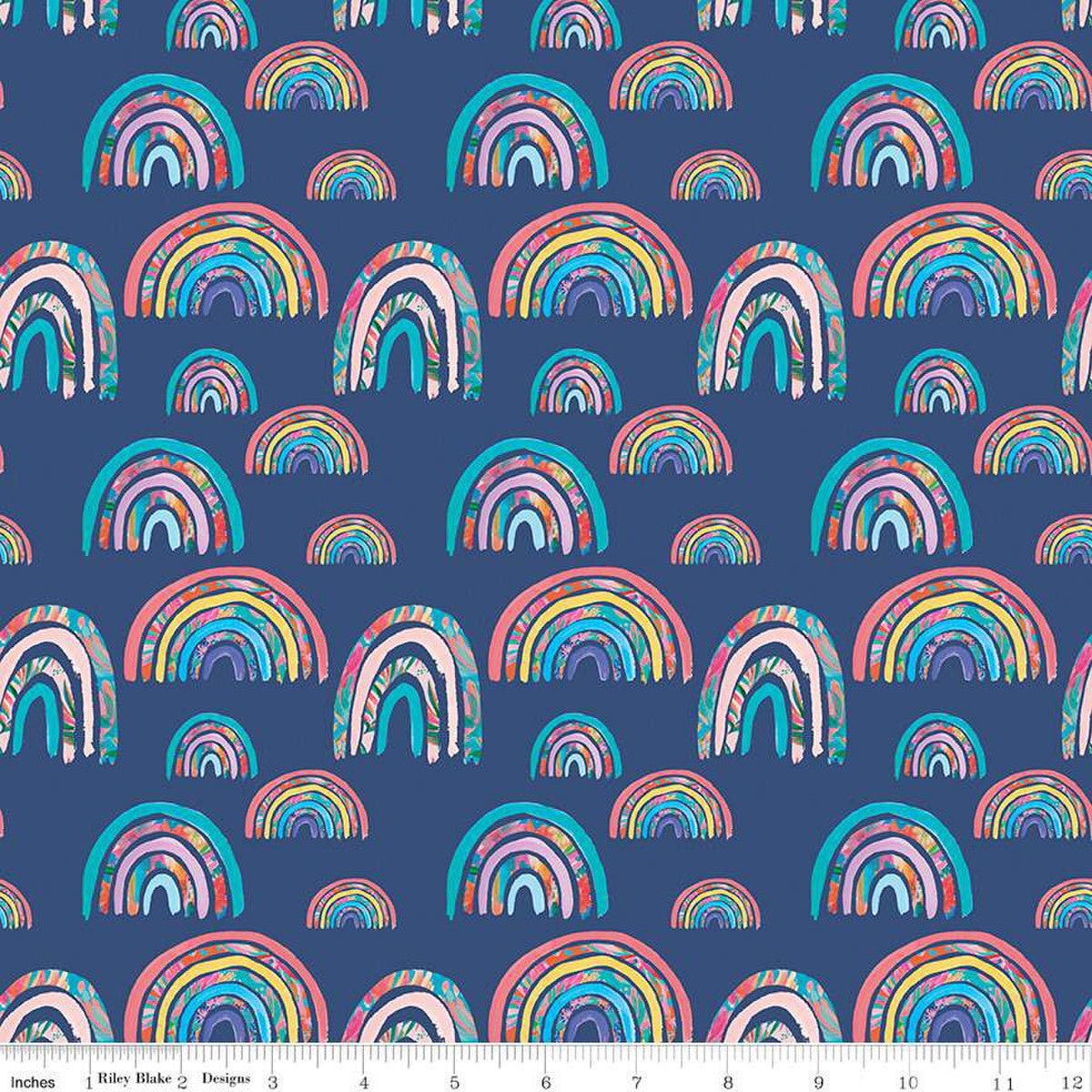 Kindness, Always Rainbows Navy by EttaVee for Riley Blake