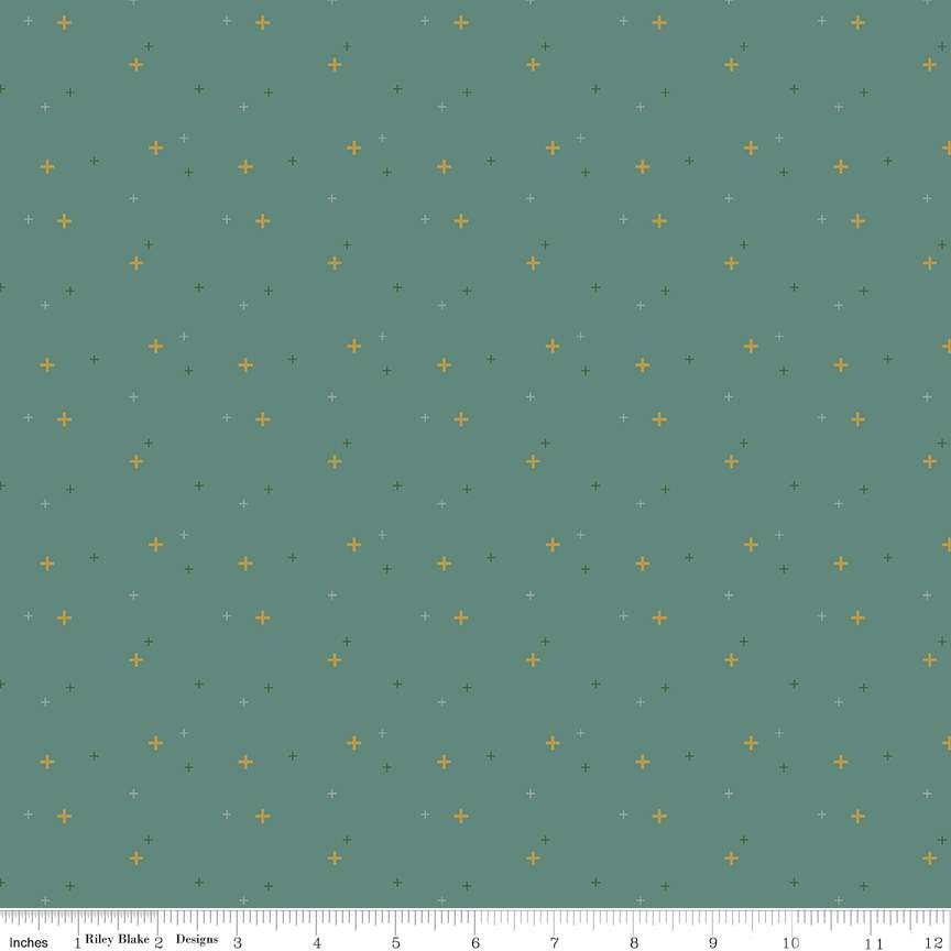 Lodge Pole Sparkle from Sparkler Basics by Melissa Mortenson for Riley Blake - 1/2 Yard - Blue Green Fabric, Dark Teal