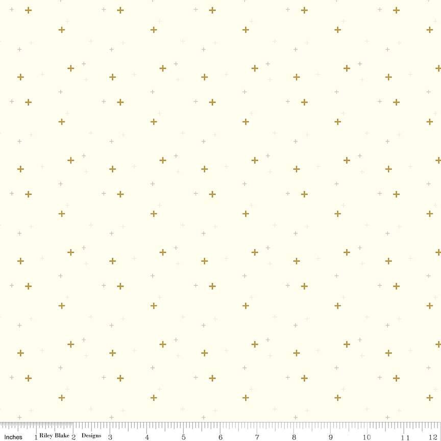 Vintage White Sparkle from Sparkler by Melissa Mortenson for Riley Blake - 1/2 Yard - Ivory Fabric, Beige & Gold, Neutral Background Fabric