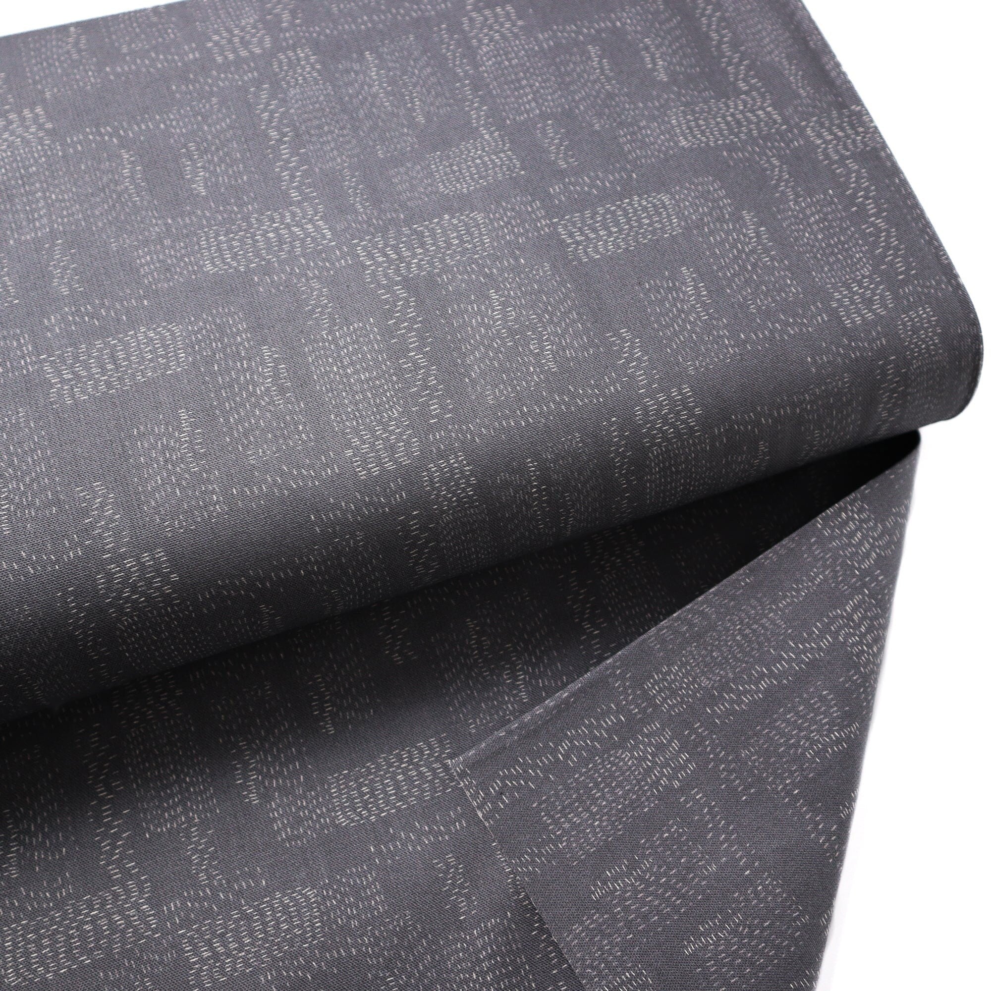 Kantha Cloth Dark Grey Organic Canvas from Roam by Emmie K for Paintbrush Studio Fabric
