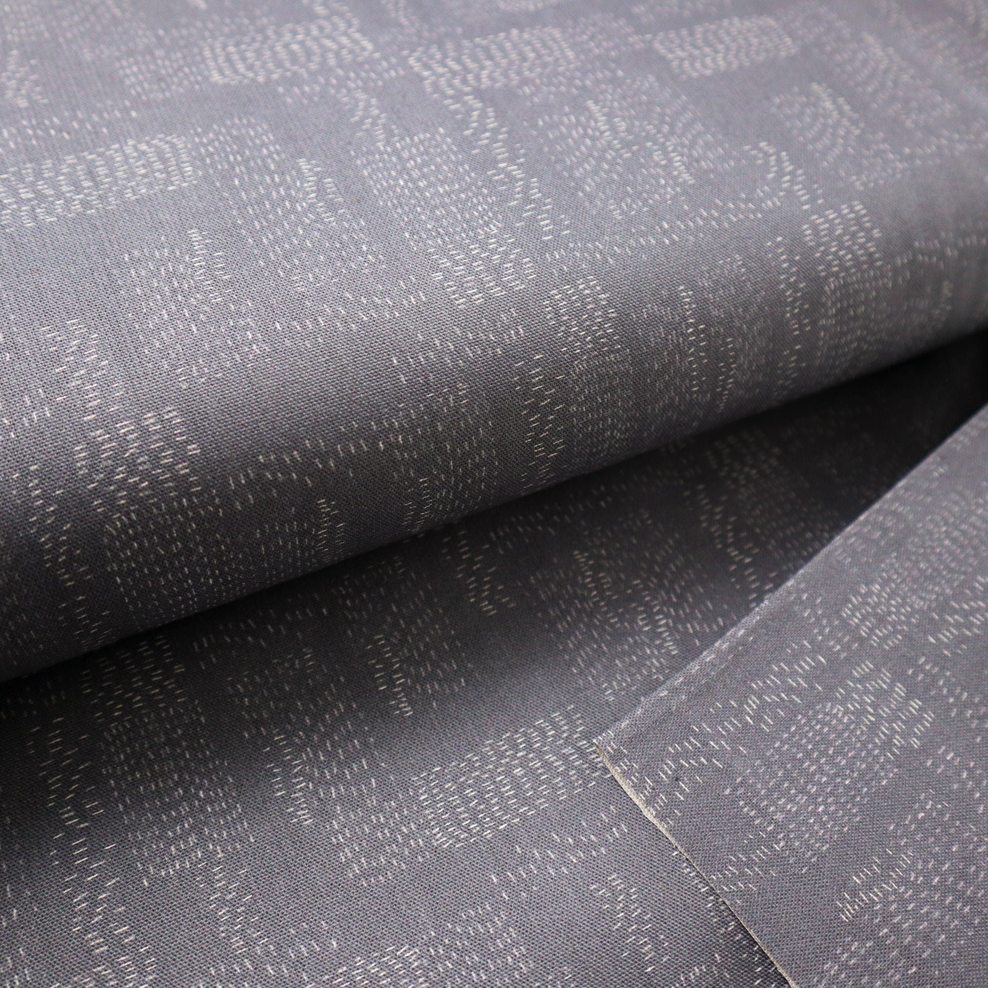 Kantha Cloth Dark Grey Organic Canvas from Roam by Emmie K for Paintbrush Studio Fabric