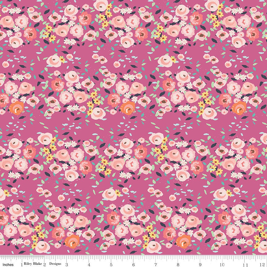 Floral Fuchsia from In the Afterglow by Minki Kim for Riley Blake Designs