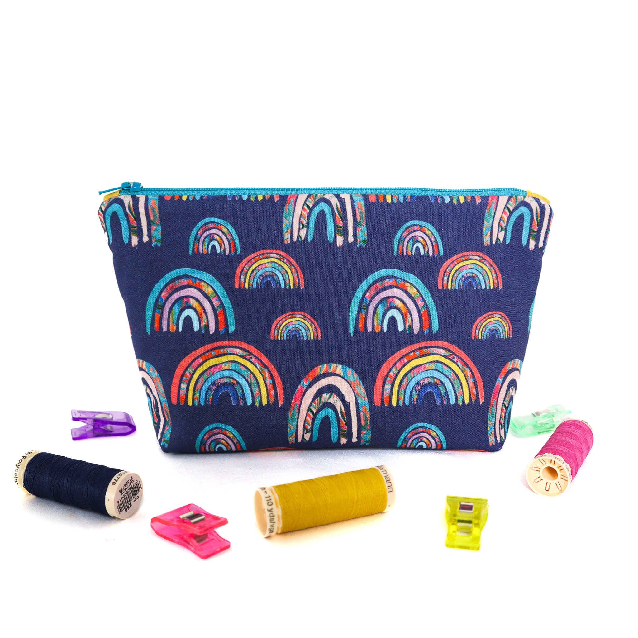 Kindness, Always Rainbows Navy by EttaVee for Riley Blake - 1/2 Yard - Navy Rainbow Fabric by the Yard - Quilting Cotton - Cotton Fabric