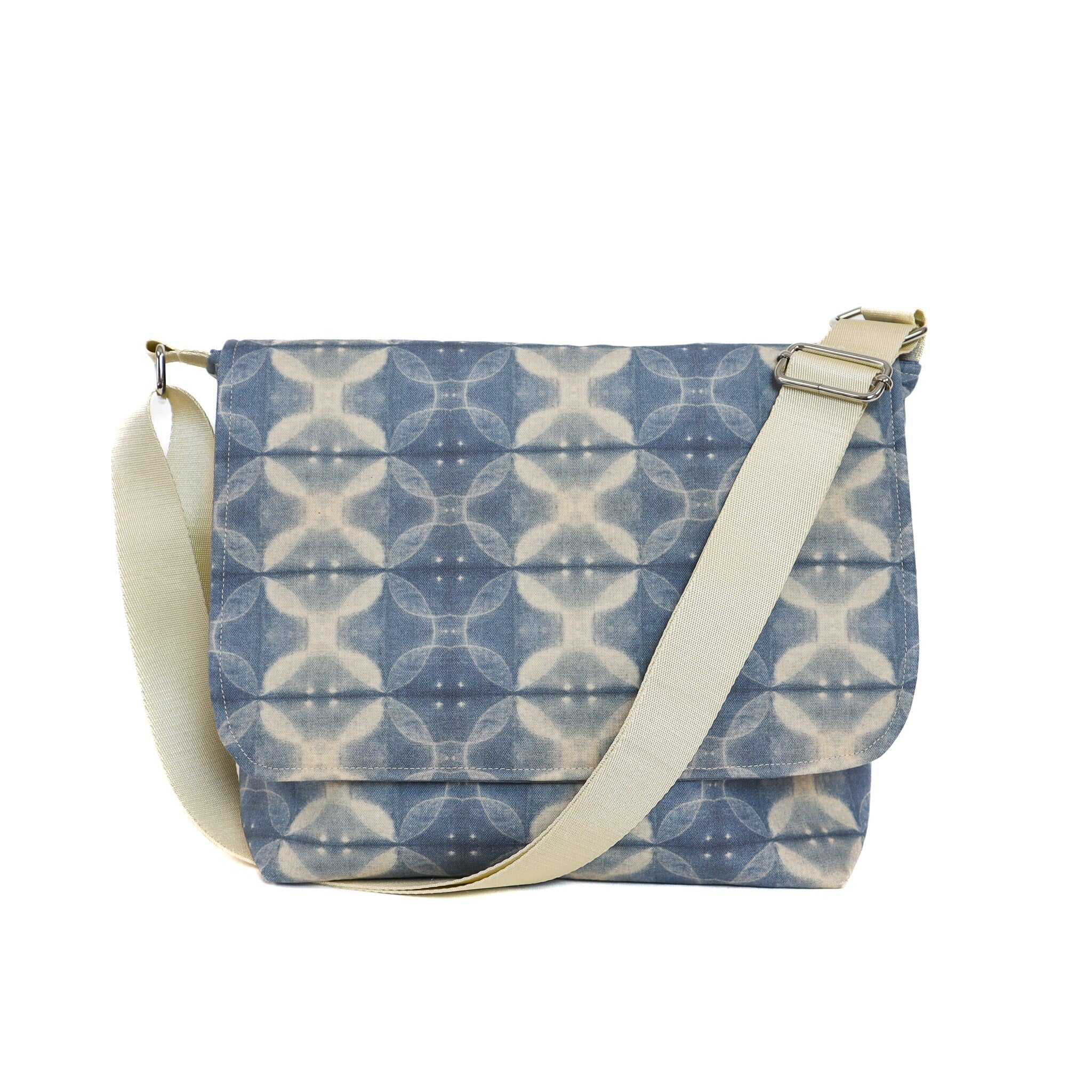 Shibori 3 Indigo Organic Canvas from Shibori Dye by Kim Eichler-Messmer for Paintbrush Studio Fabric - 1/2 Yard - Blue Canvas Bag Farbic