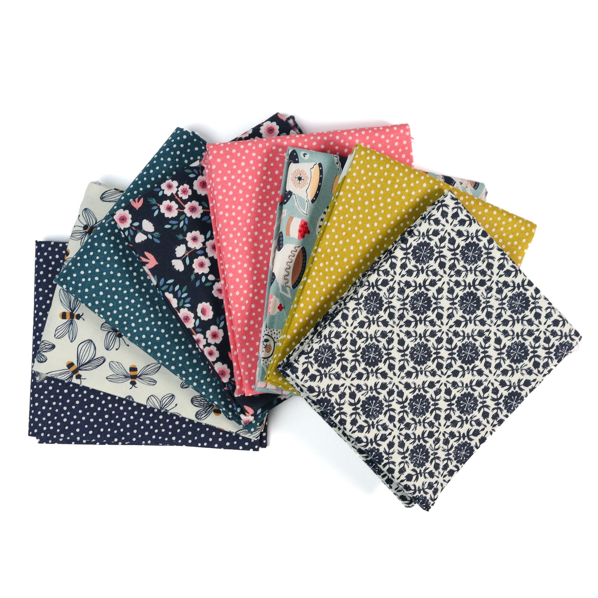 Through the Blossom from Garden Party by Sue Gibbins for Felicity Fabrics, 1/2 Yard, Dark Floral Fabric, Navy Floral Fabric by the yard