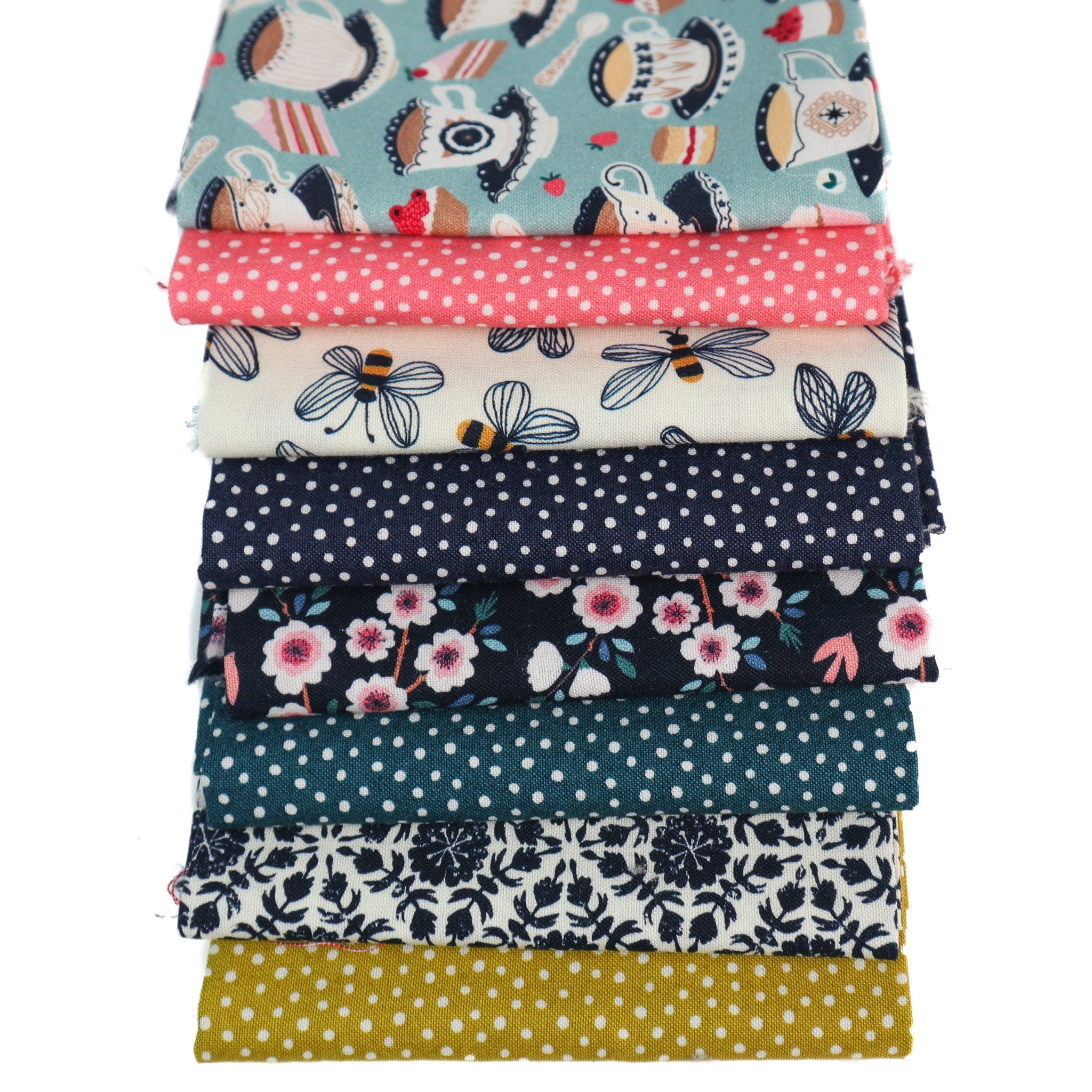 Through the Blossom from Garden Party by Sue Gibbins for Felicity Fabrics, 1/2 Yard, Dark Floral Fabric, Navy Floral Fabric by the yard