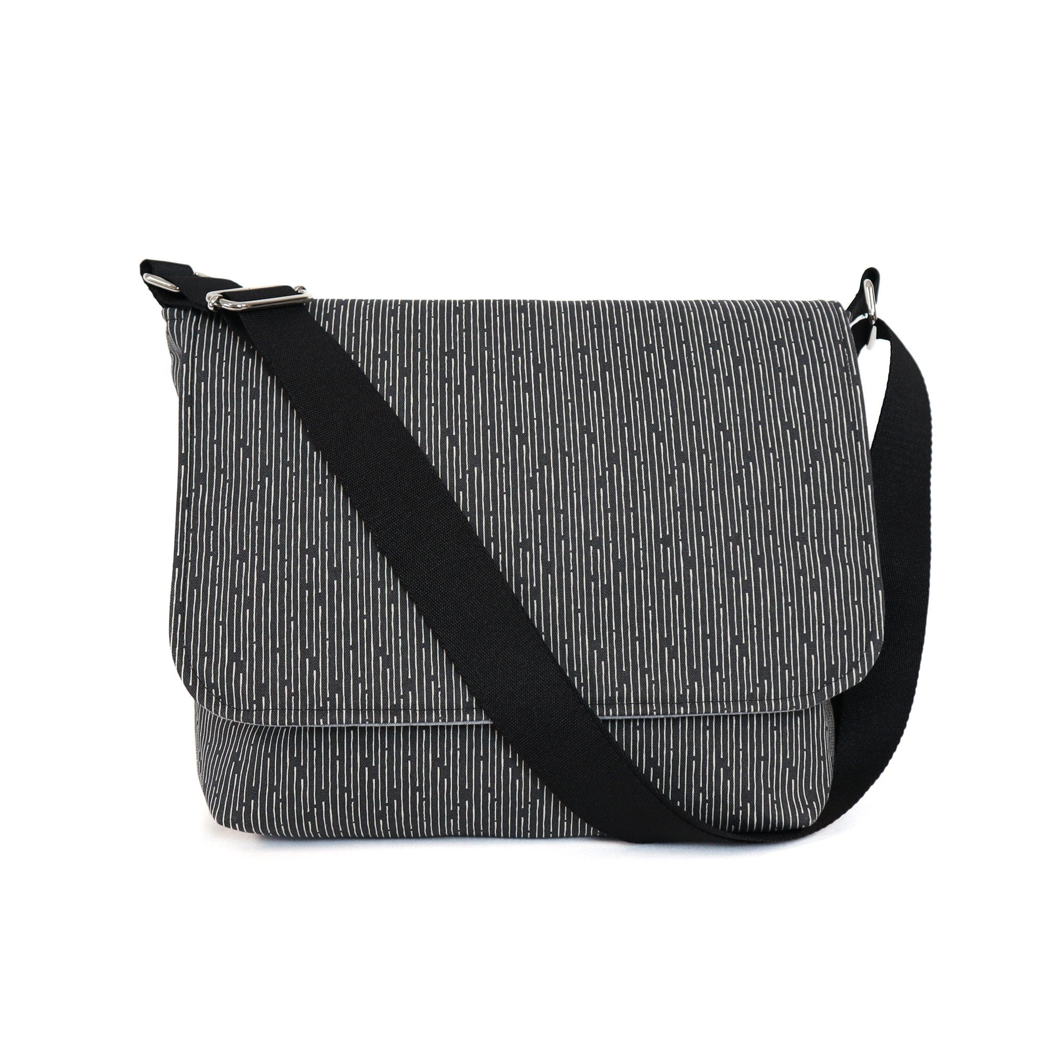 Line Up Black Organic Canvas from Line Up by Paintbrush Studio Fabric