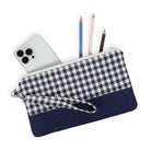 Navy Gingham from Essex Yarn Dyed Classic Wovens from Robert Kaufman - 1/2 Yard - Gingham Linen - Navy and Gingham Stripe - Linen Canvas