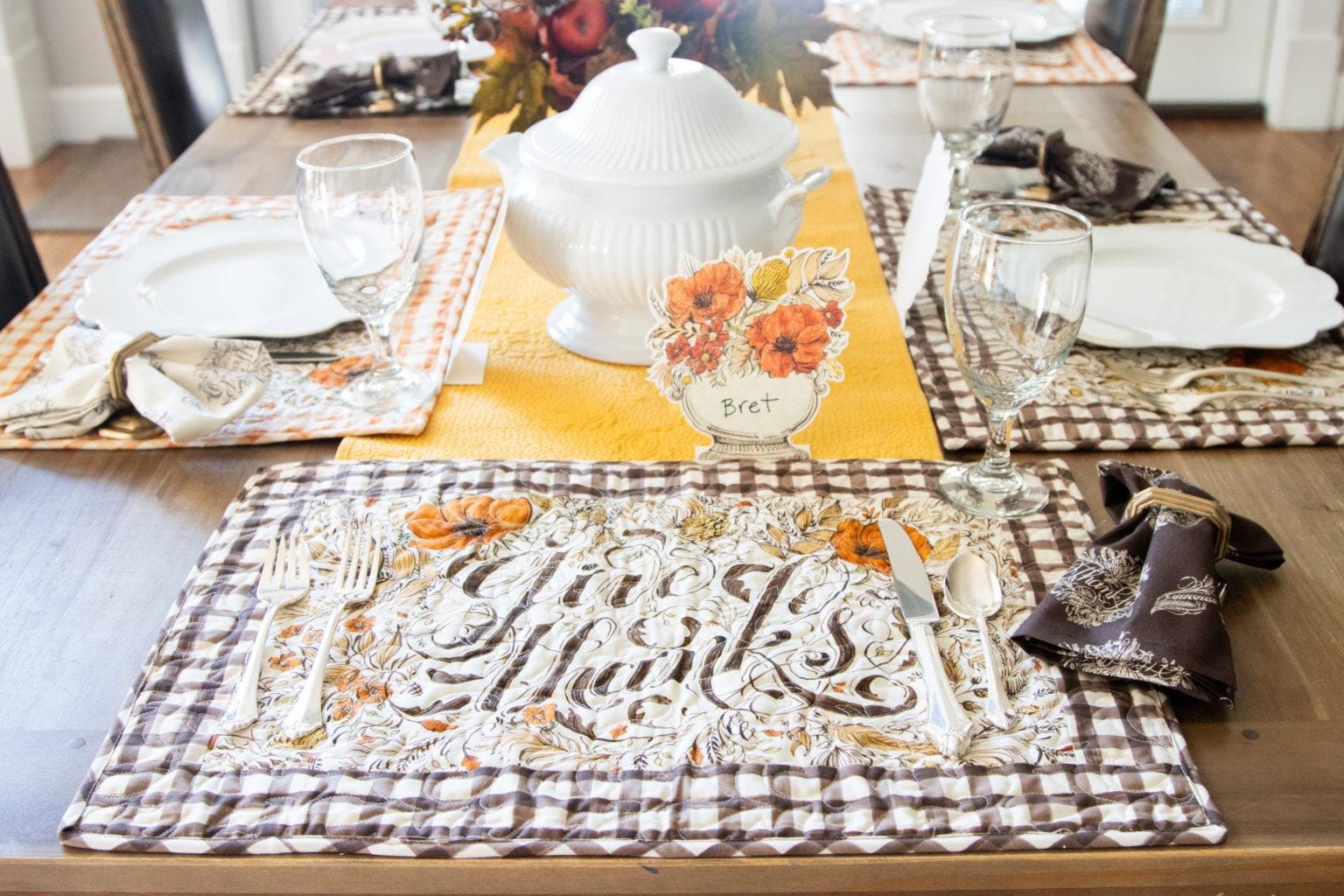 Monthly Placemats 2 November - Thanksgiving Placemat Panel by Hester & Cook for Riley Blake Designs, Fall Fabric, Fabric Panel