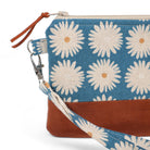 Daisy Blue from Cotton Flax Prints by Robert Kaufman - 1/2 Yard - Cotton Flax Fabric with Daisies - Blue Print Canvas Fabric