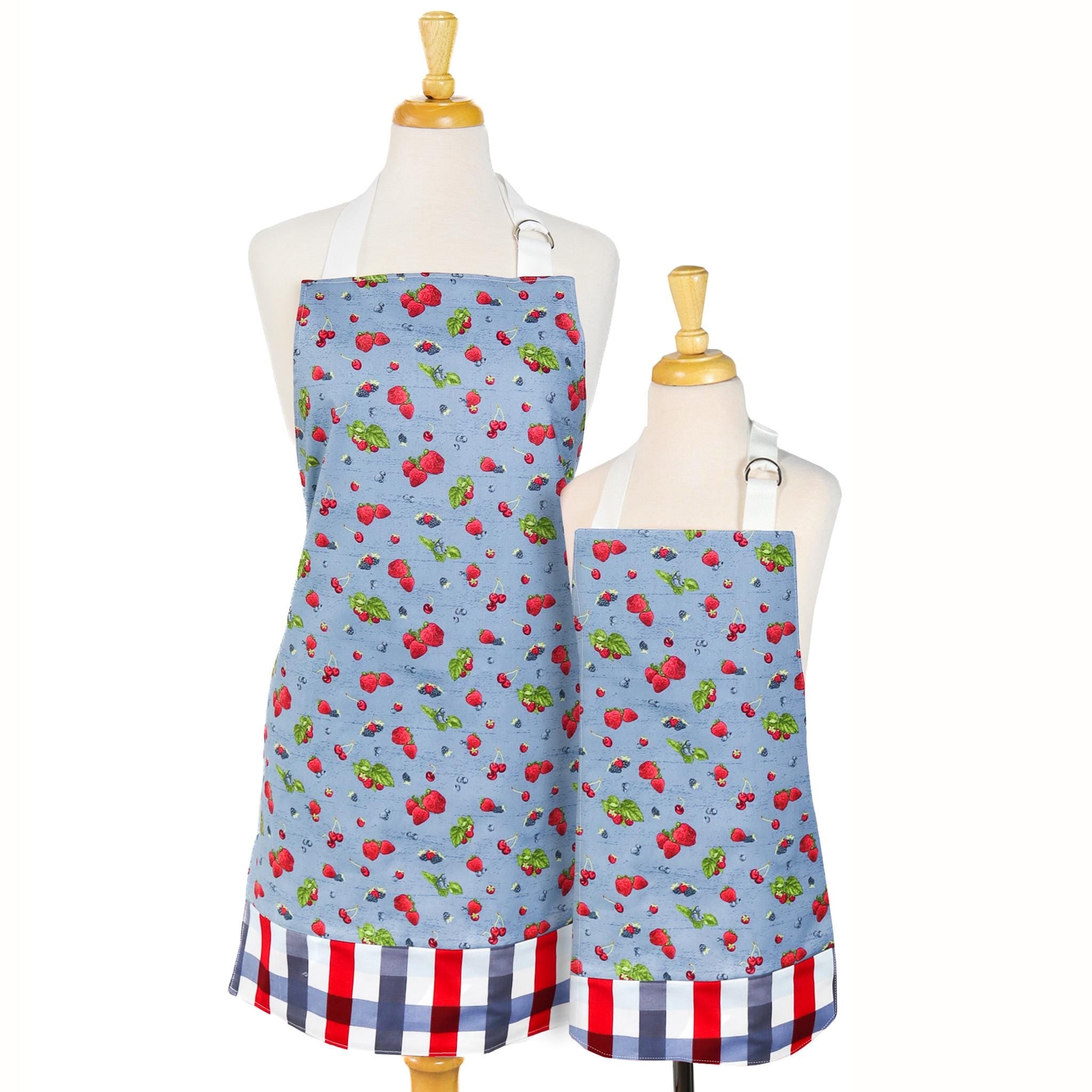 Berry Toss Denim from Monthly Placemats June by Tara Reed for Riley Blake - 1/2 Yard - Berry Fabric, Strawberry Fabric