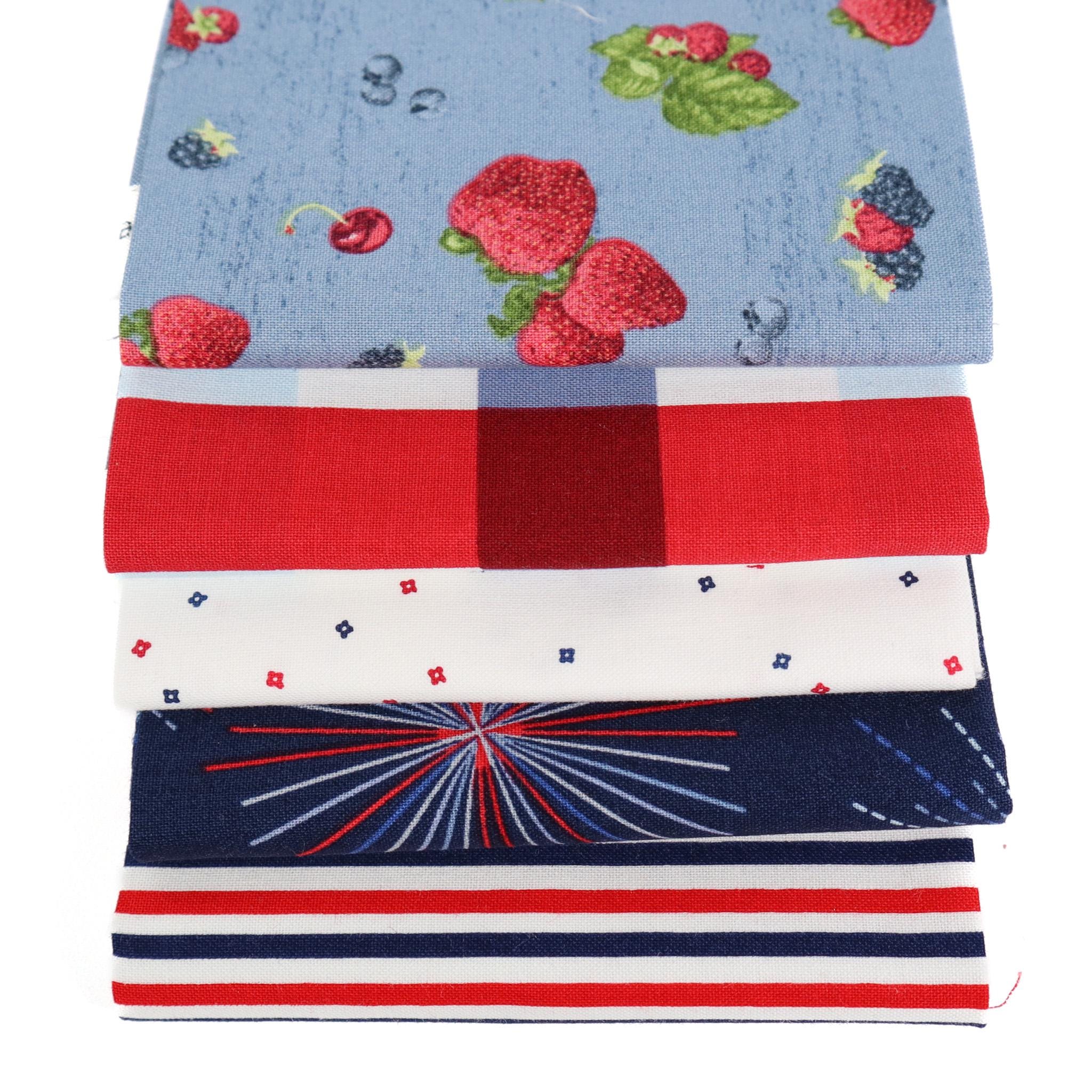 Berry Toss Denim from Monthly Placemats June by Tara Reed for Riley Blake - 1/2 Yard - Berry Fabric, Strawberry Fabric