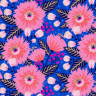 Dahlia Party Dark Blue Organic Canvas from Vibrant Blooms by Jess Phoenix for Paintbrush Studio Fabric - 1/2 Yard