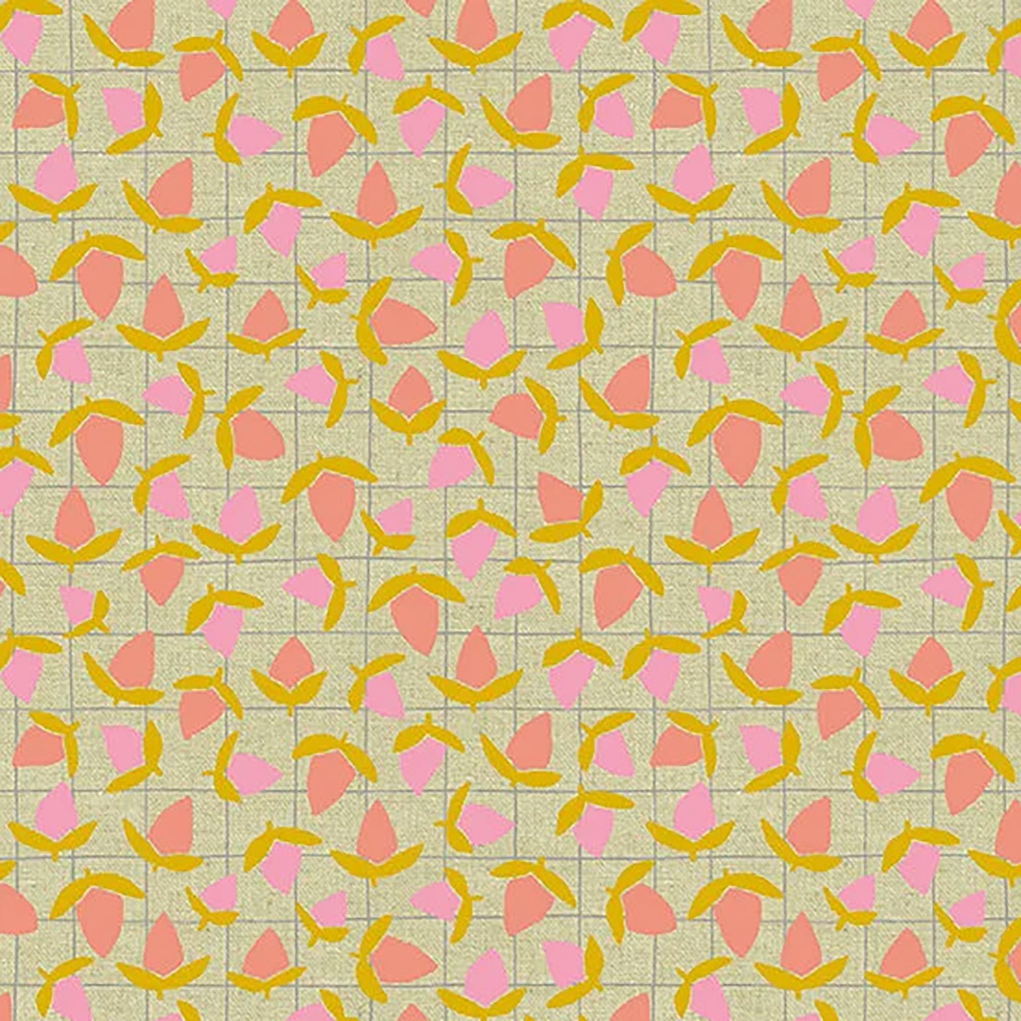 Tiger Plant LINEN in Flower Buds by Sarah Golden for Andover Fabrics - 1/2 yard