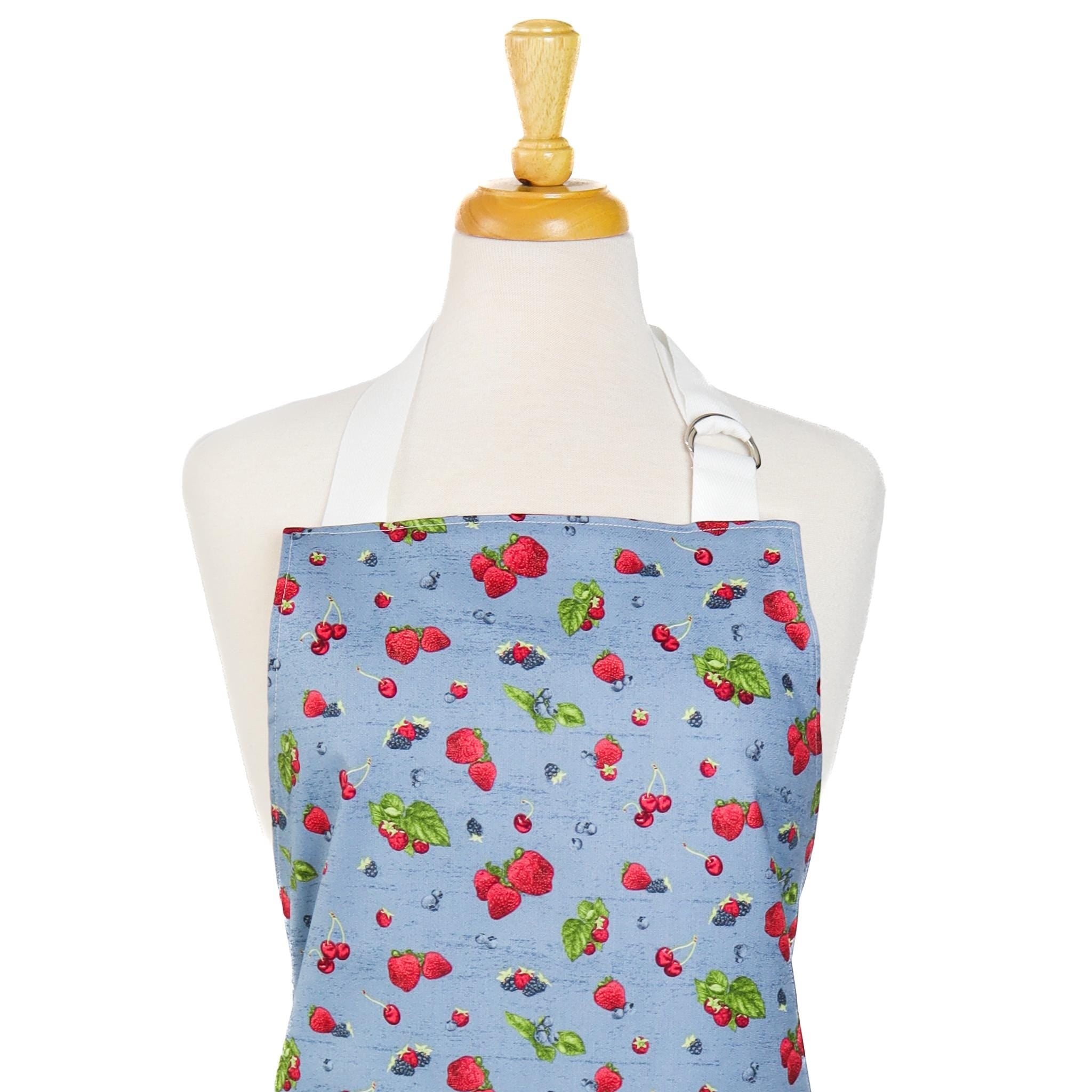 Berry Toss Denim from Monthly Placemats June by Tara Reed for Riley Blake - 1/2 Yard - Berry Fabric, Strawberry Fabric