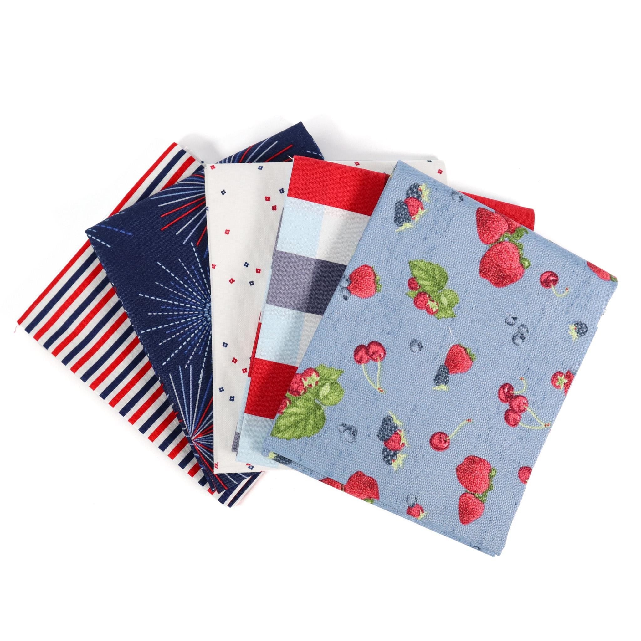 Berry Toss Denim from Monthly Placemats June by Tara Reed for Riley Blake - 1/2 Yard - Berry Fabric, Strawberry Fabric