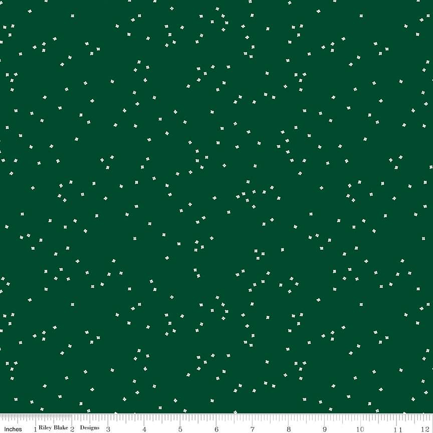 Blossom Christmas Green by Christopher Thompson for Riley Blake Design - 1/2 yard - Dark Green Fabric, Christmas Basic Fabric