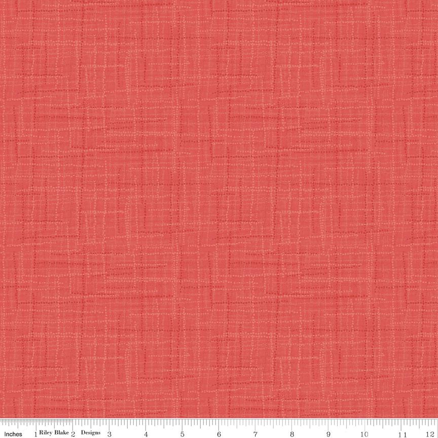 Grasscloth Coral by Heather Peterson for Riley Blake Designs - 1/2 Yard, Red Fabric, Red Orange Fabric By The Yard, Coral Fabric