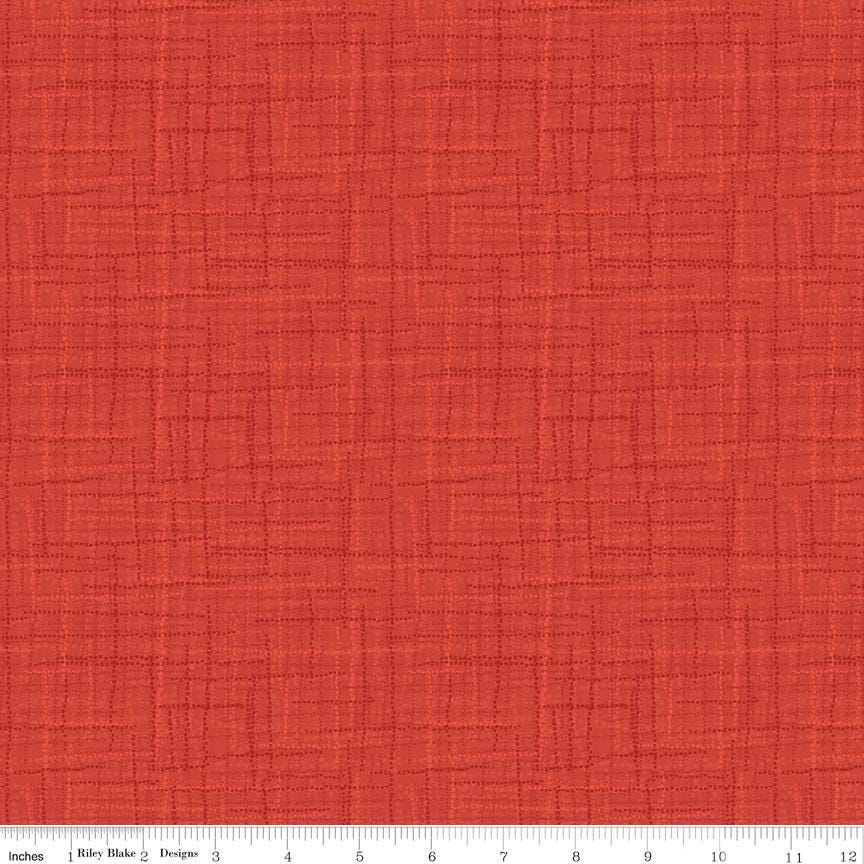 Grasscloth Vermilion by Heather Peterson for Riley Blake Designs - 1/2 Yard, Red Fabric, Red Orange Fabric By The Yard, Coral Fabric