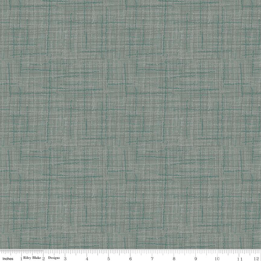 Grasscloth Concrete by Heather Peterson for Riley Blake Designs - 1/2 Yard, Gray Fabric By The Yard, Gray and Green Grasscloth Fabric