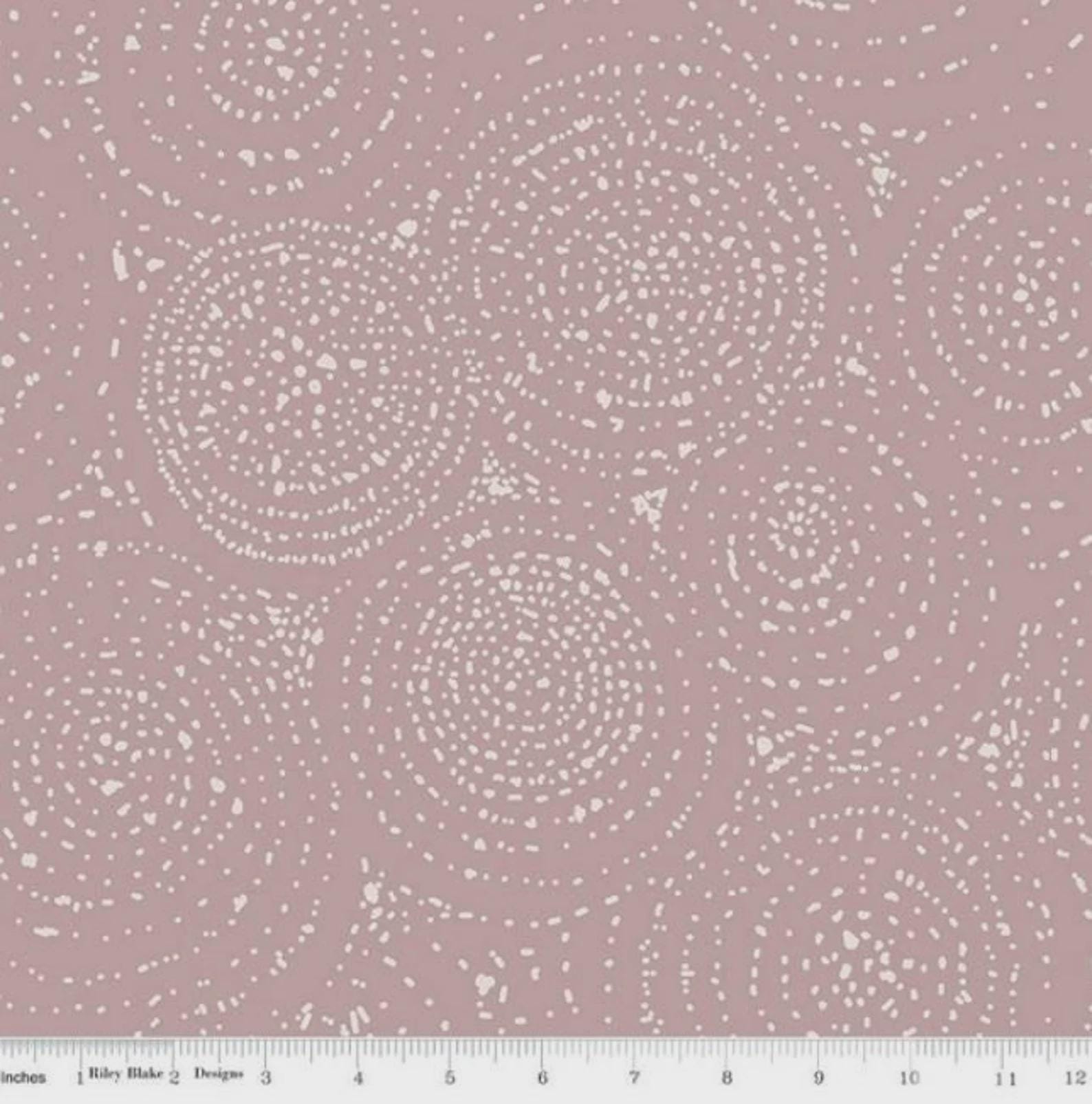 Spiral Dusty Rose from In the Afterglow by Minki Kim for Riley Blake Designs - 1/2 Yard - Pink Fabric - Mauve Quilting Cotton