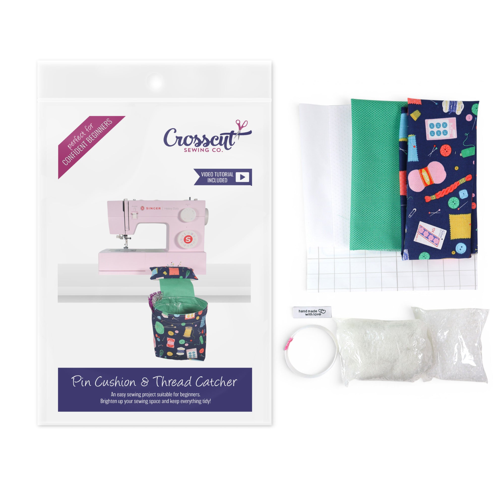 Pin Cushion and Thread Catcher Sewing Kit