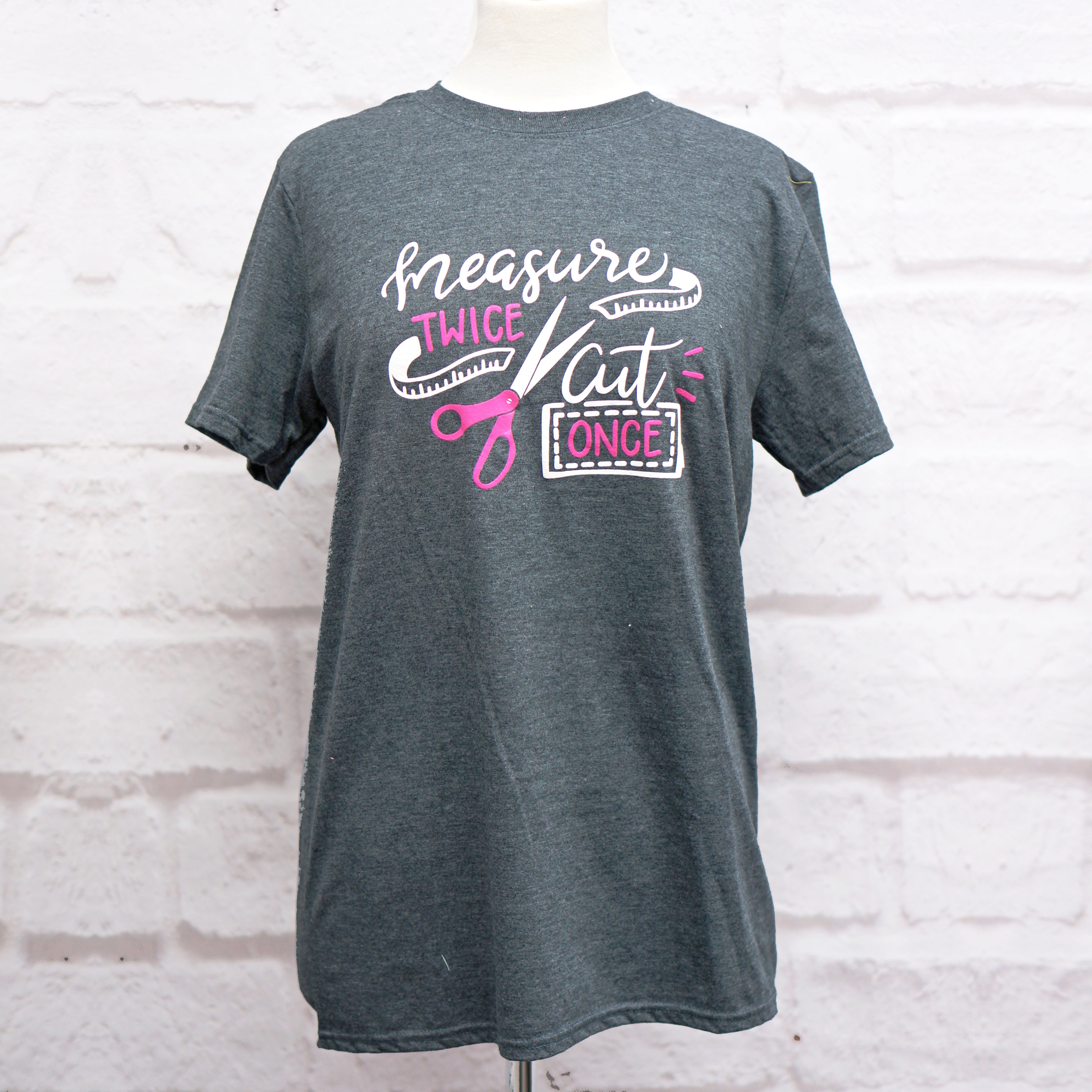 Crosscut T-Shirt - Measure Twice Cut Once - Dark Heather Gray