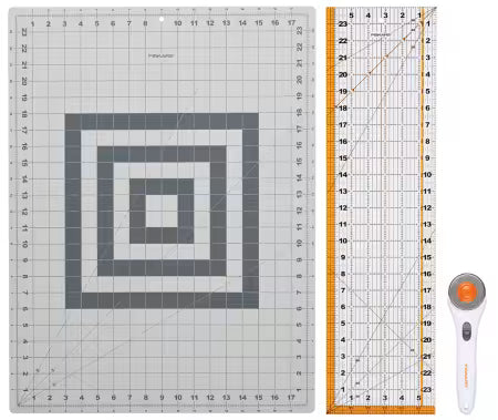 Fiskars Rotary Cutting 3pc Set  - Cutting Mat, Ruler and Rotary Cutter