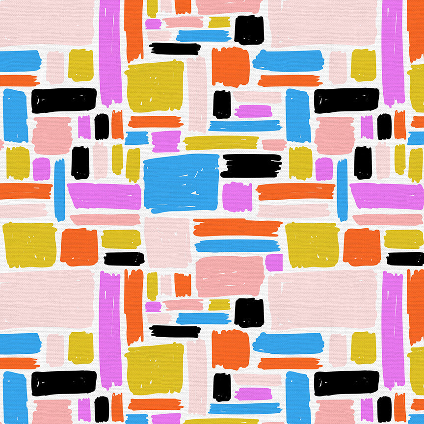 Packed Geometric Bright from Abstract Collage by Ampersand Design Studio for Paintbrush Studio Fabric