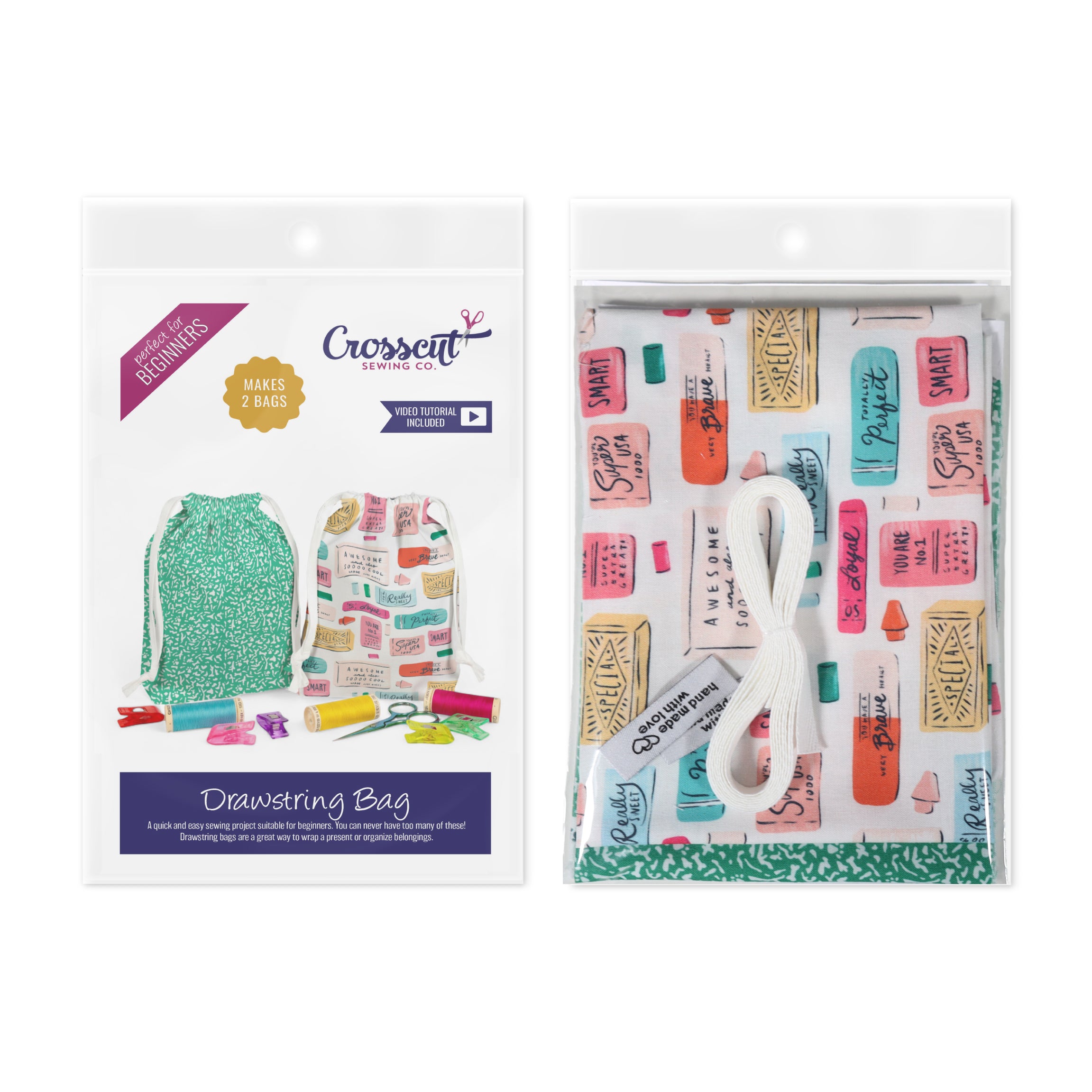Drawstring Bag Sewing Kit - Makes 2 Bags