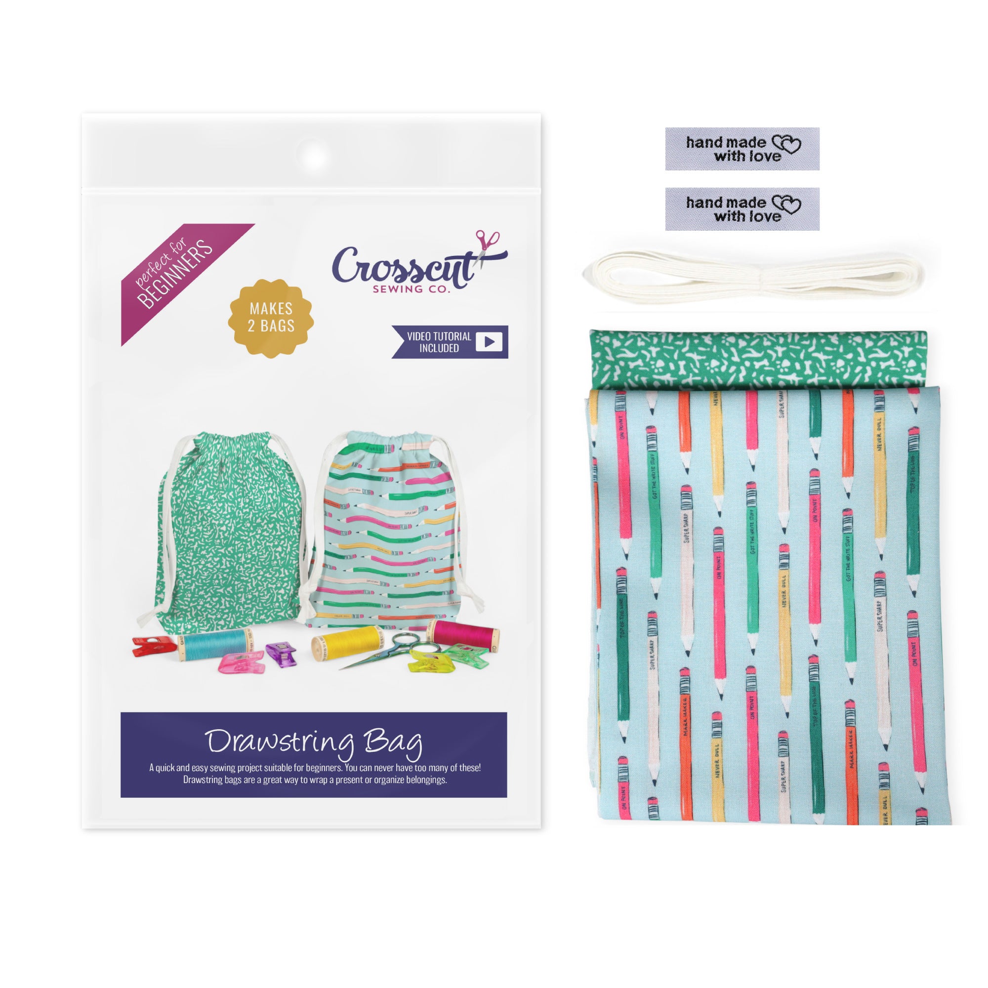 Drawstring Bag Sewing Kit - Makes 2 Bags