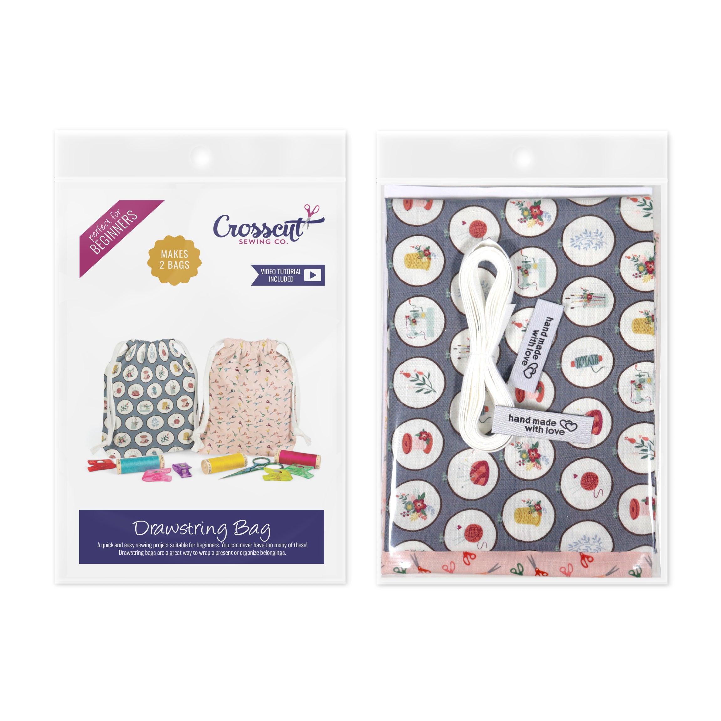 Drawstring Bag Sewing Kit - Makes 2 Bags