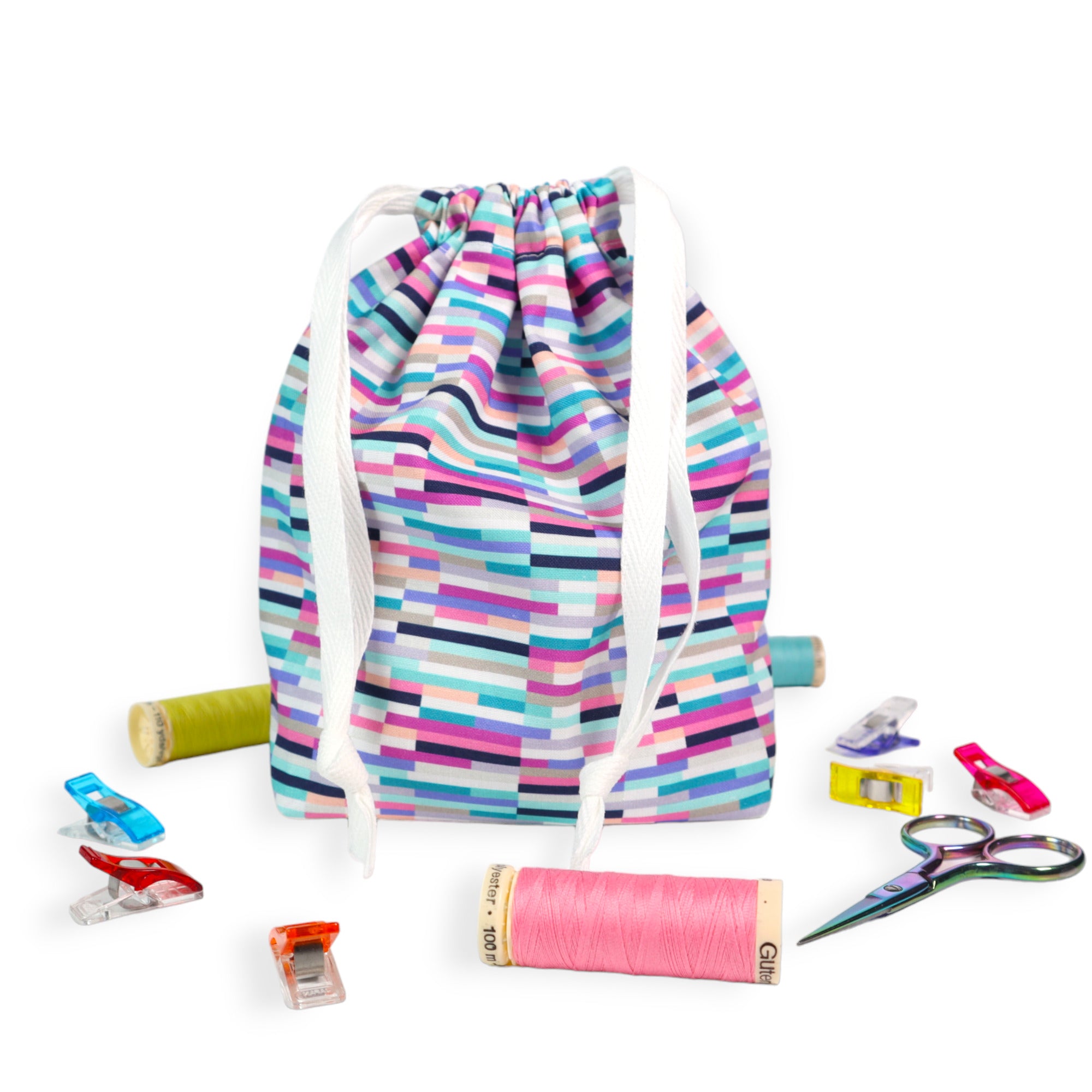 Drawstring Bag Sewing Kit - Block Stripes- Makes 2 Bags