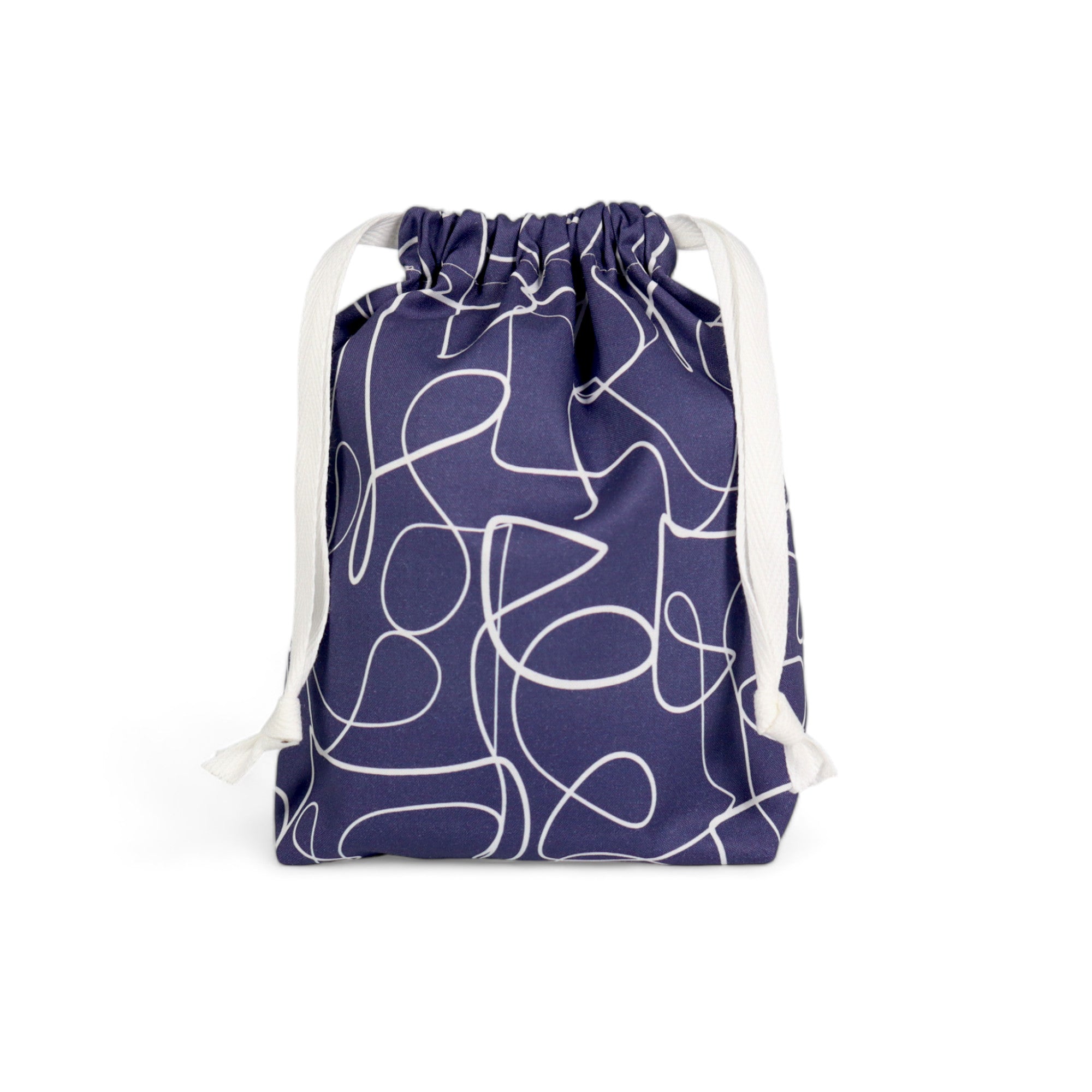 Drawstring Bag Sewing Kit - Abstract Blue Squiggle - Makes 2 Bags