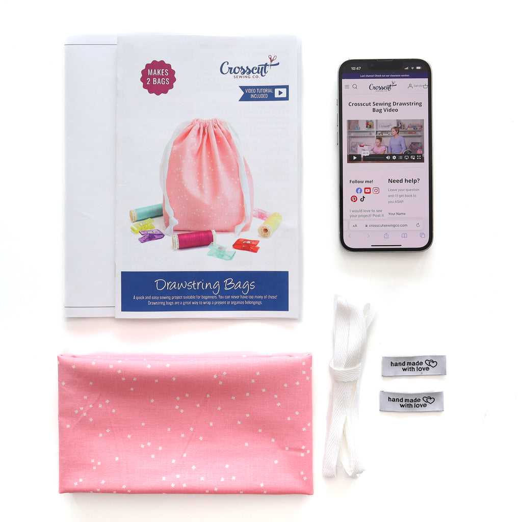 Drawstring Bag Kit - Light Pink Blossom