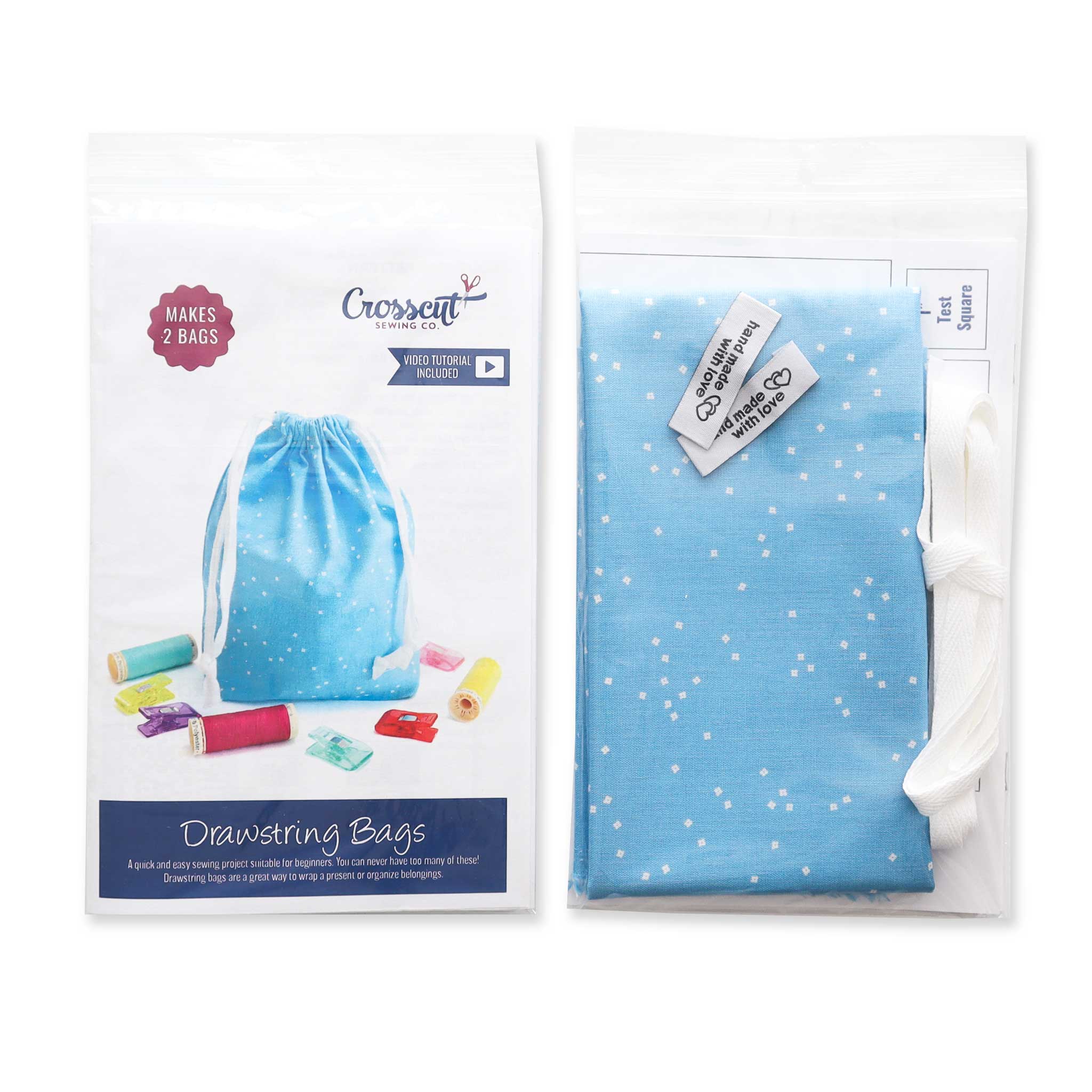 Drawstring Bag Kit - Blue Blossom - Makes 2 Bags