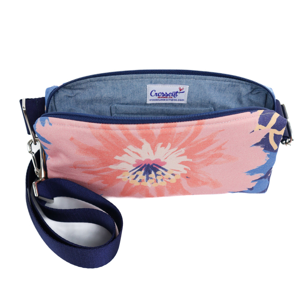 Belt Bag Sewing Kit - Supplies, Printed Pattern and Video Tutorial - Dahlia Blue